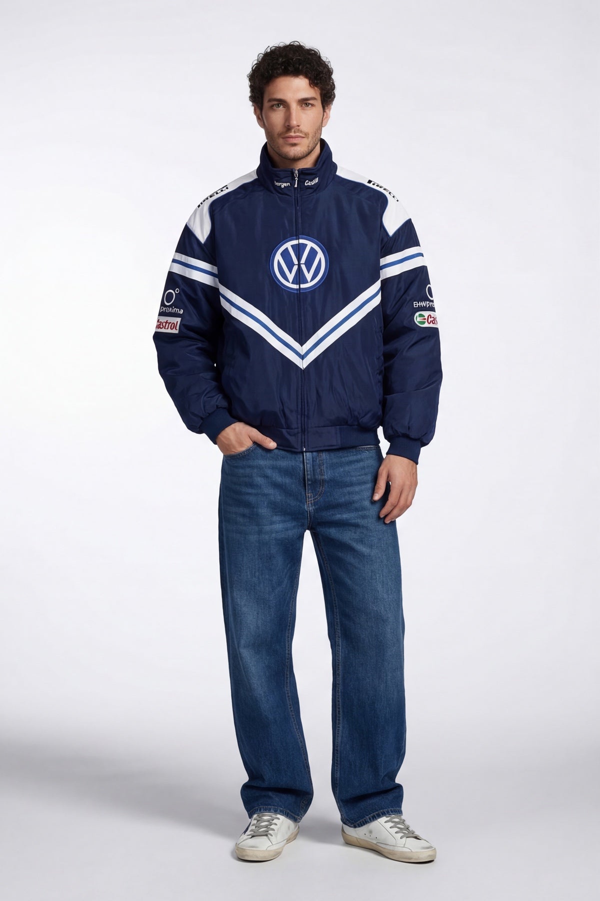 Volkswagen Motorsport Vintage Jacket – Navy Blue & White