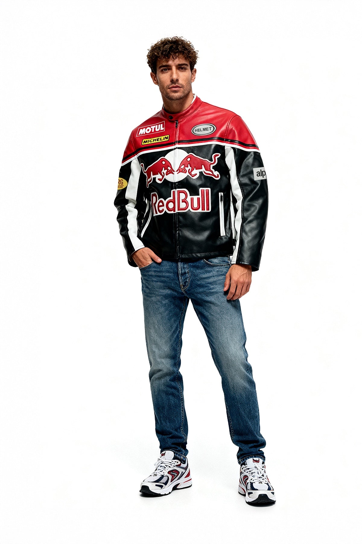 Red Bull Vintage Leather Jacket – Black & Red