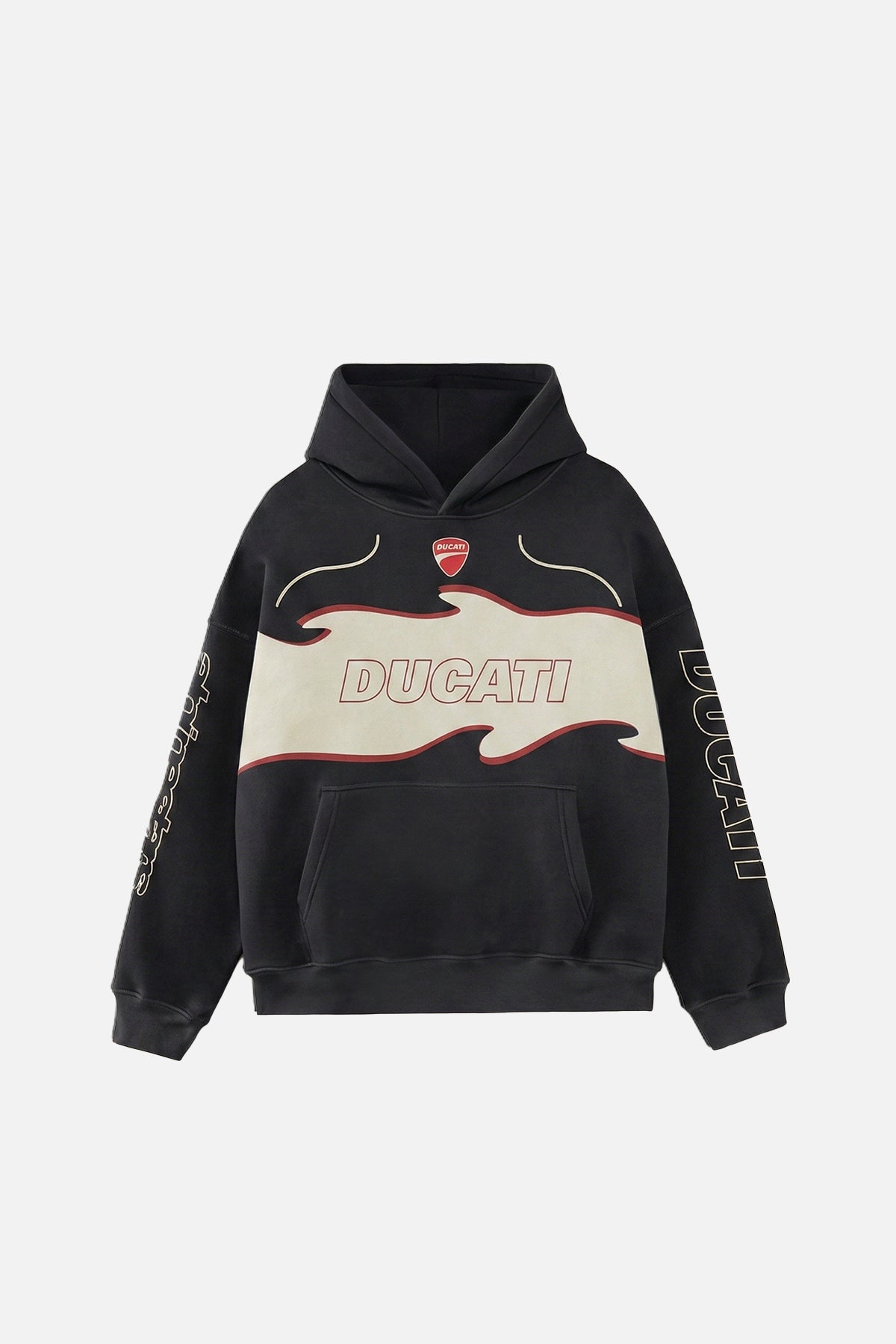 Ducati Corse Vintage Flame Hoodie – Cream & Black