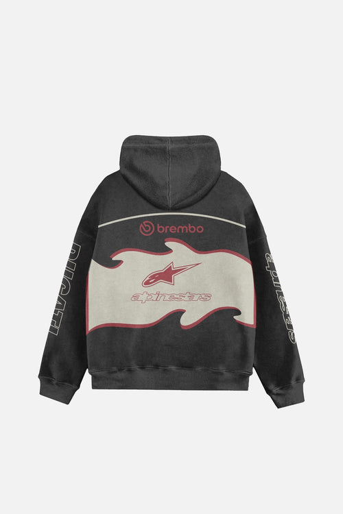 Ducati Corse Vintage Flame Hoodie – Cream & Black