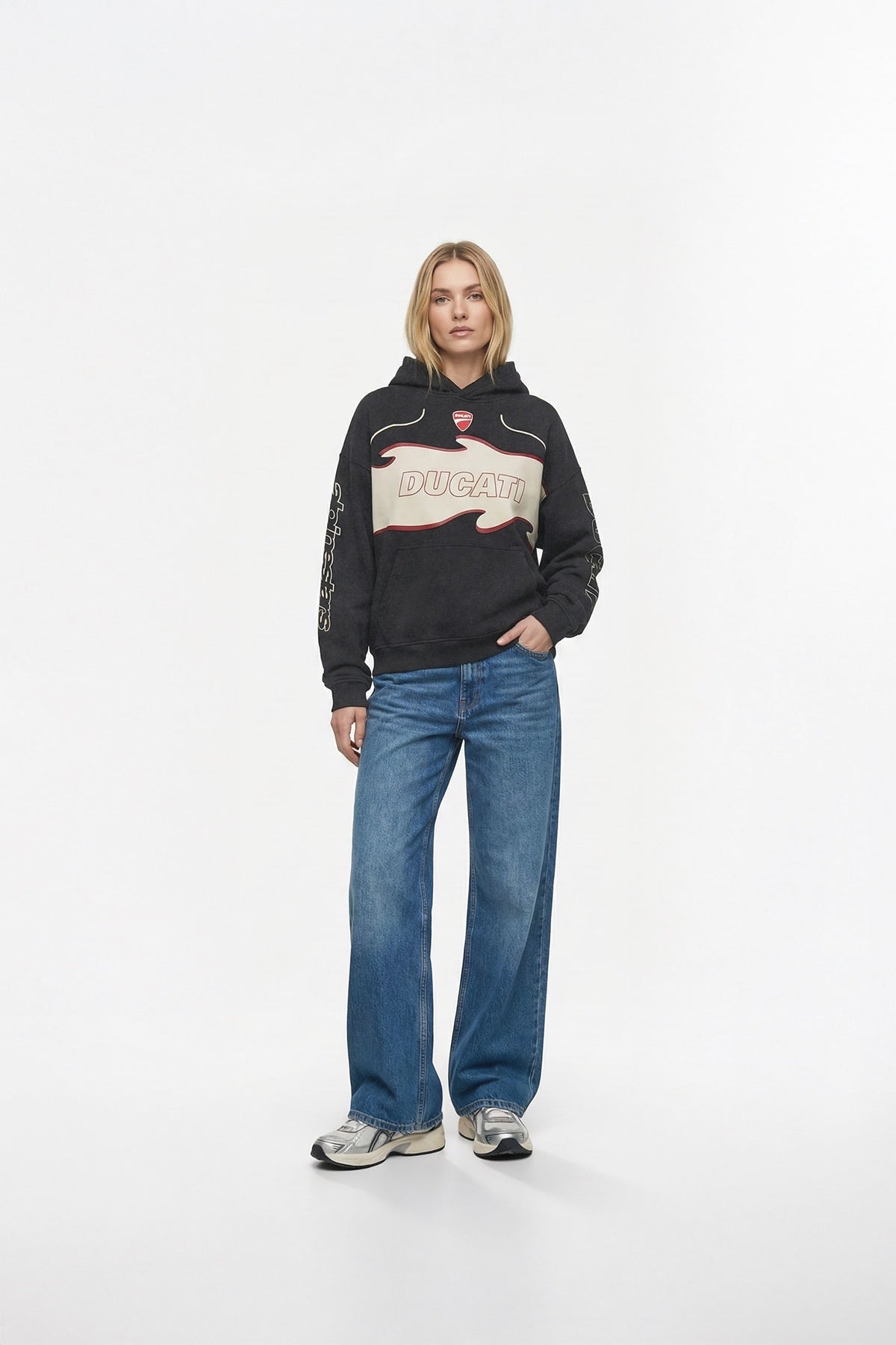 Ducati Corse Vintage Flame Hoodie – Cream & Black
