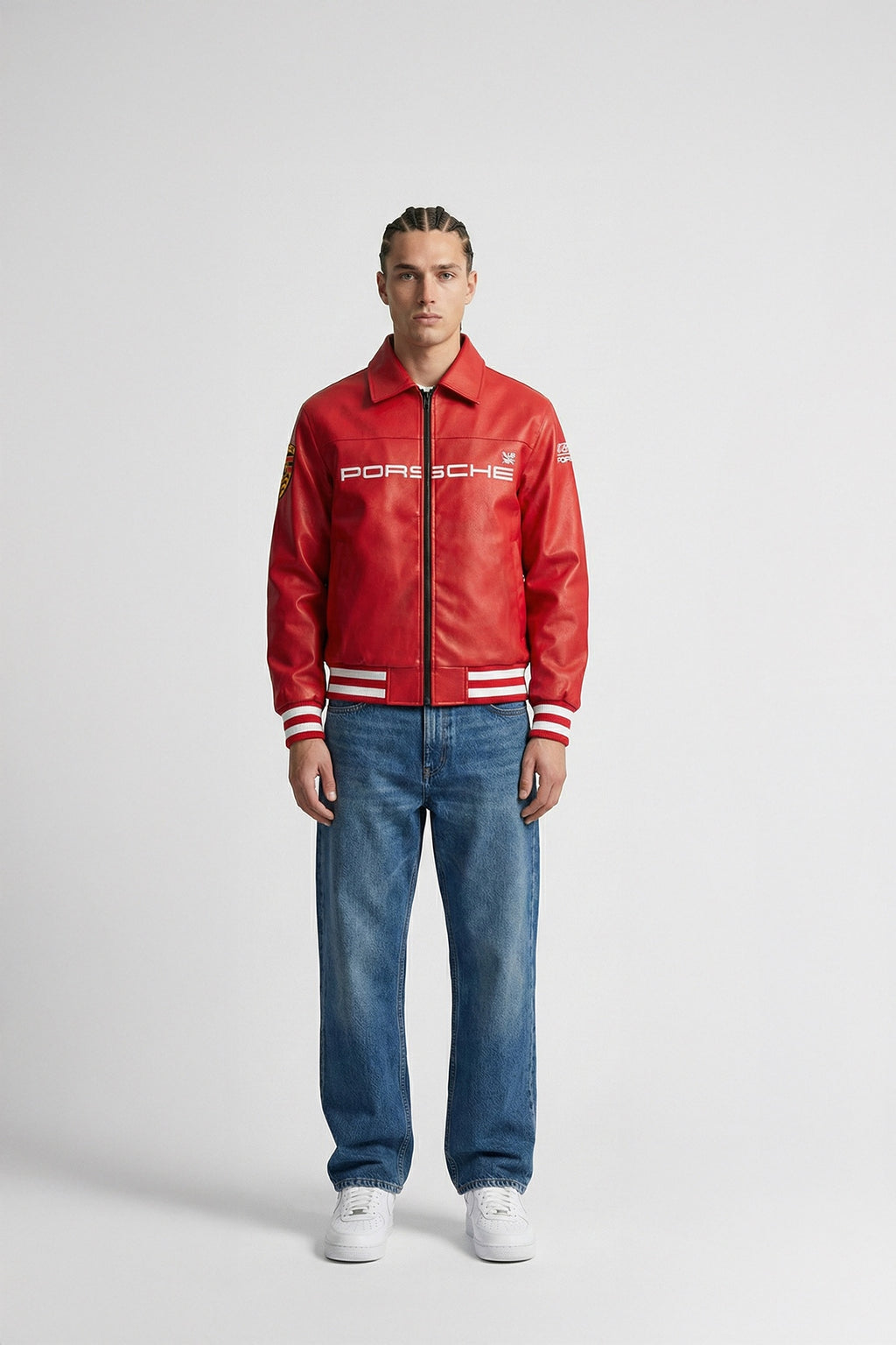 Porsche Vintage Leather Jacket – Red & White