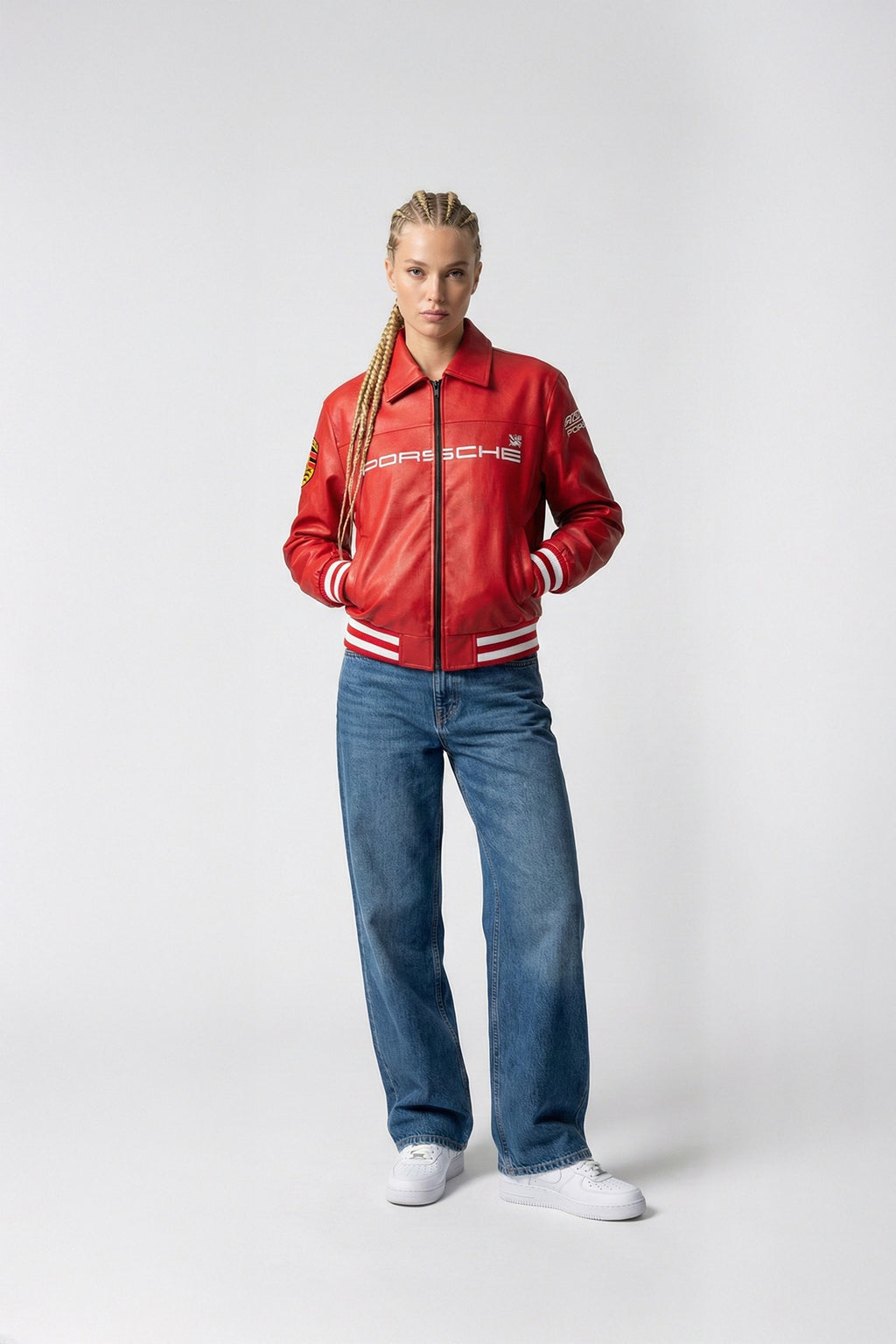 Porsche Vintage Leather Jacket – Red & White