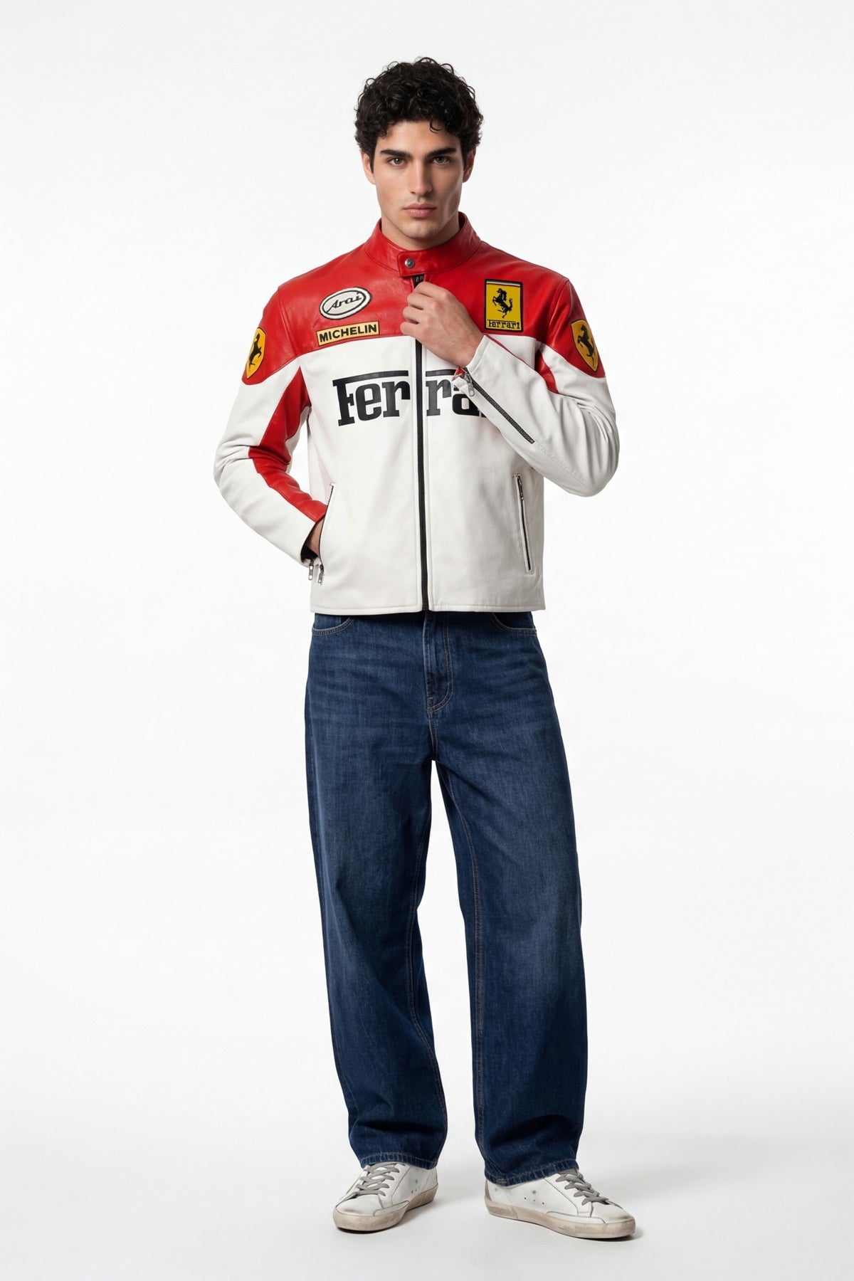Scuderia Ferrari Vintage Leather Jacket – Red & White