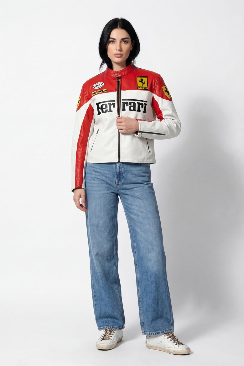 Scuderia Ferrari Vintage Leather Jacket – Red & White