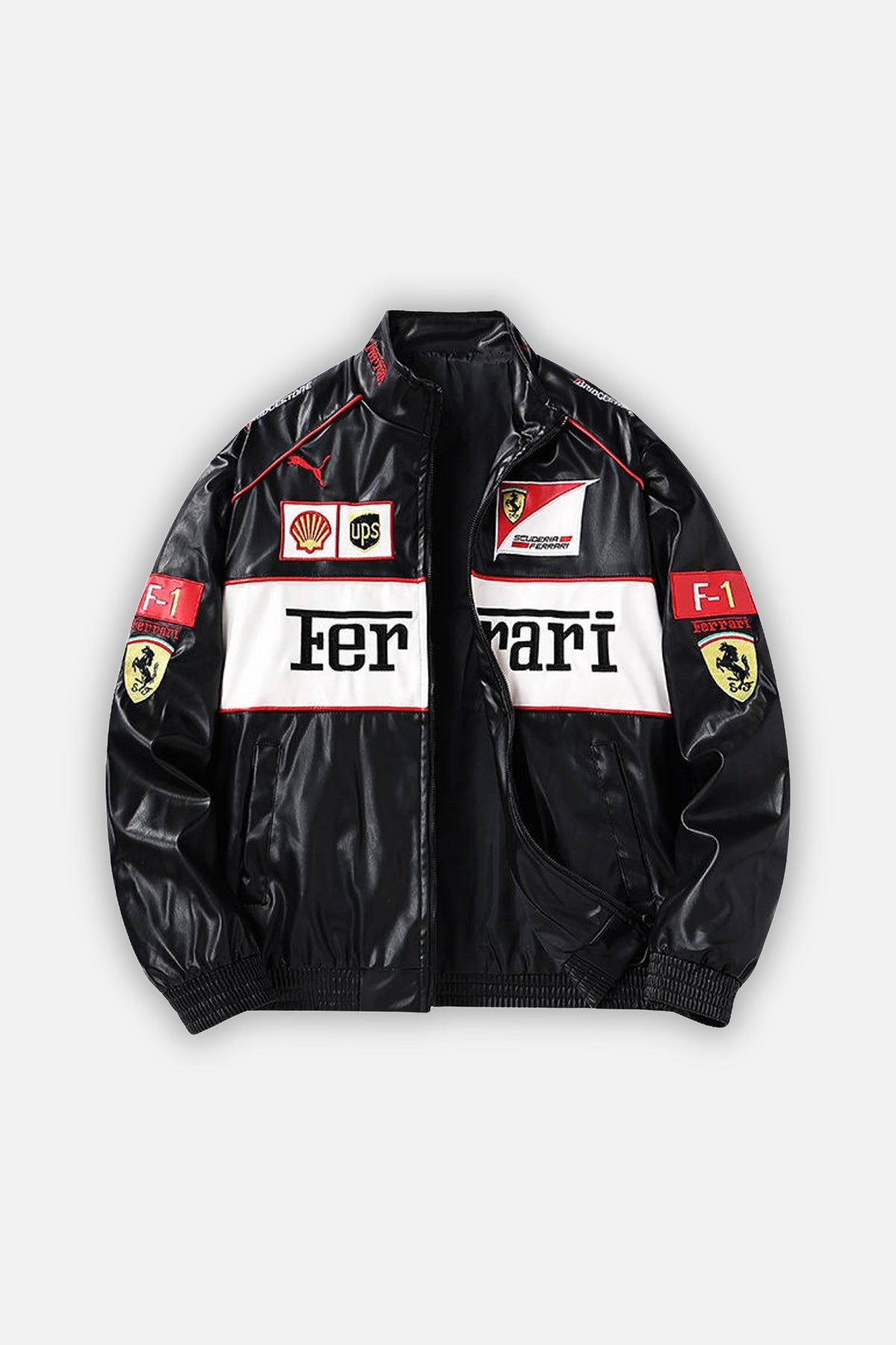 Scuderia Ferrari Vintage Leather Jacket – Black & White