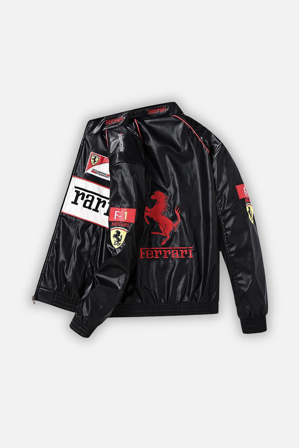 Scuderia Ferrari Vintage Leather Jacket – Black & White