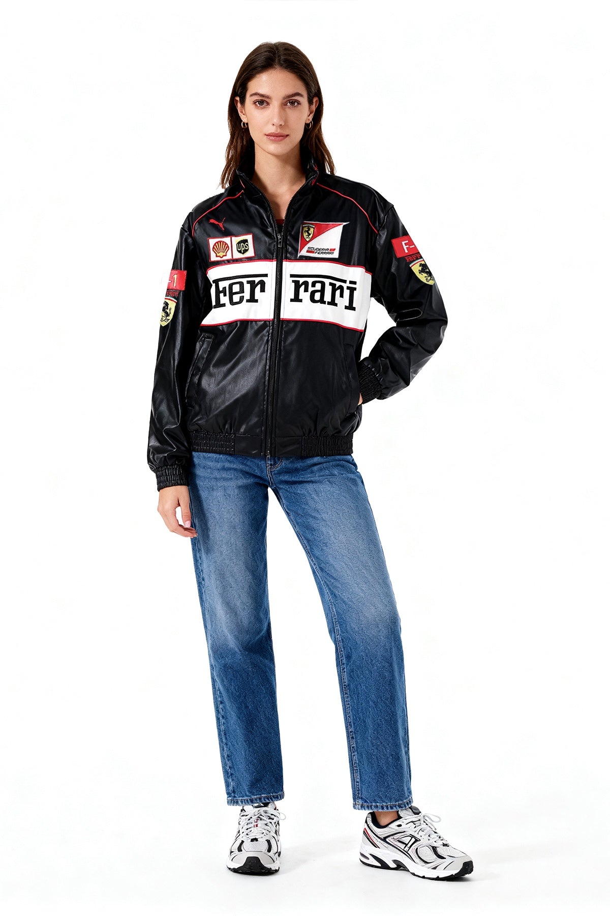 Scuderia Ferrari Vintage Leather Jacket – Black & White