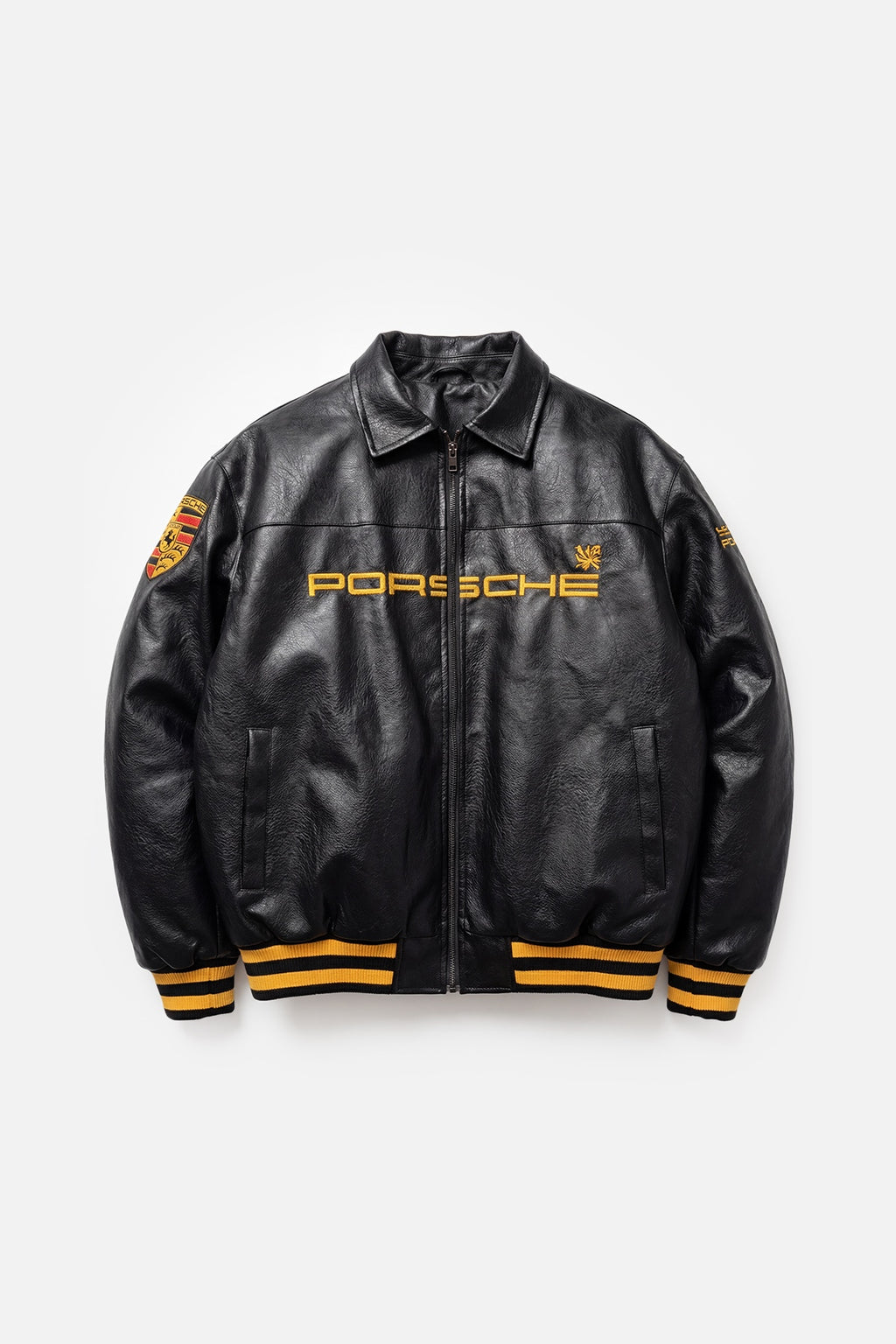 Porsche Vintage Leather Jacket – Black & Gold