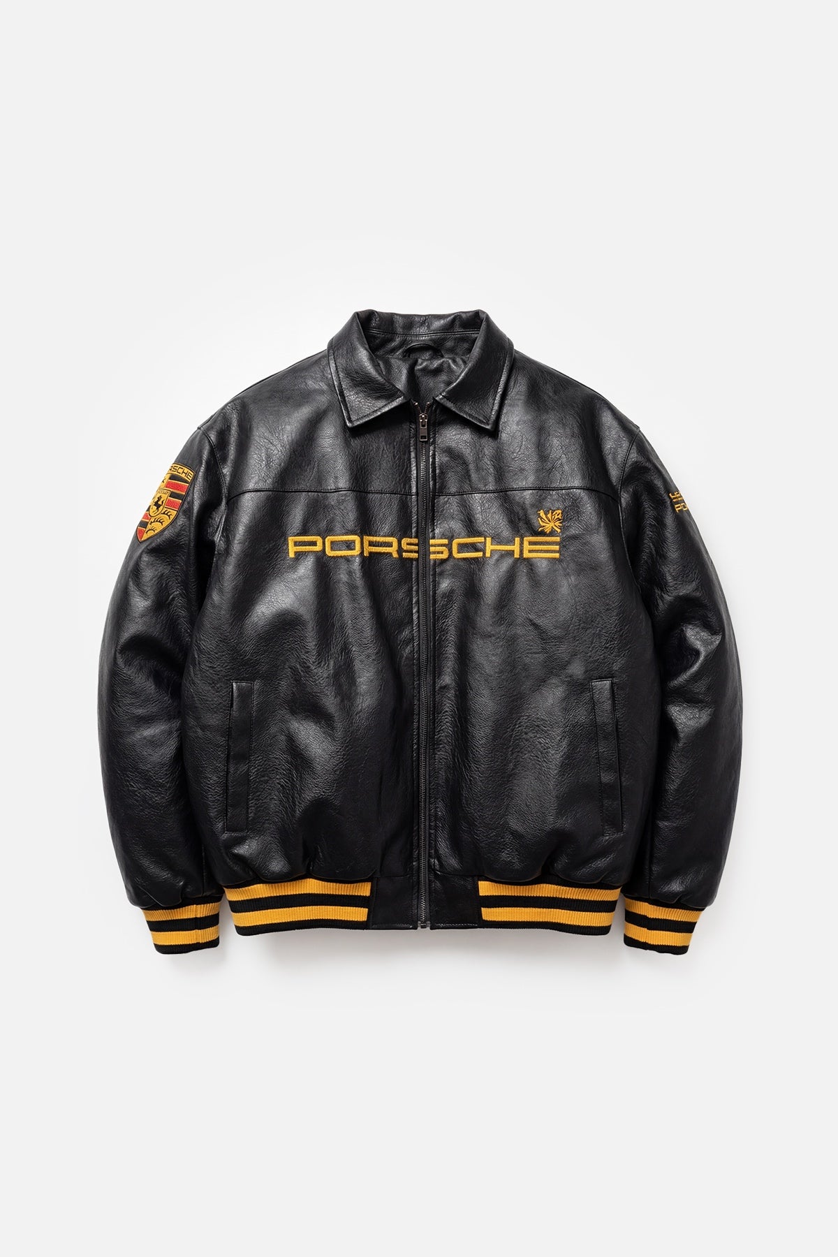 Porsche Vintage Leather Jacket – Black & Gold