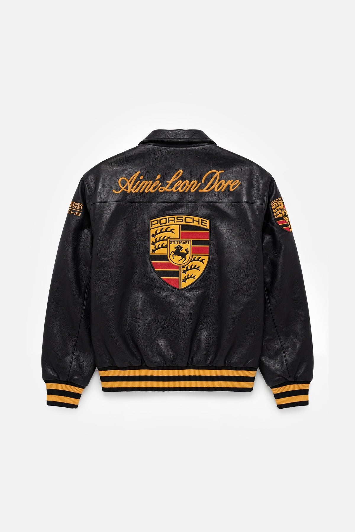 Porsche Vintage Leather Jacket – Black & Gold