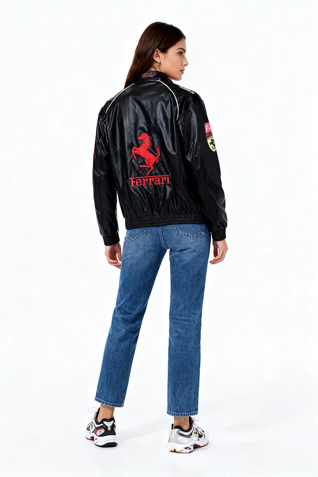 Scuderia Ferrari Vintage Leather Jacket – Black & Red