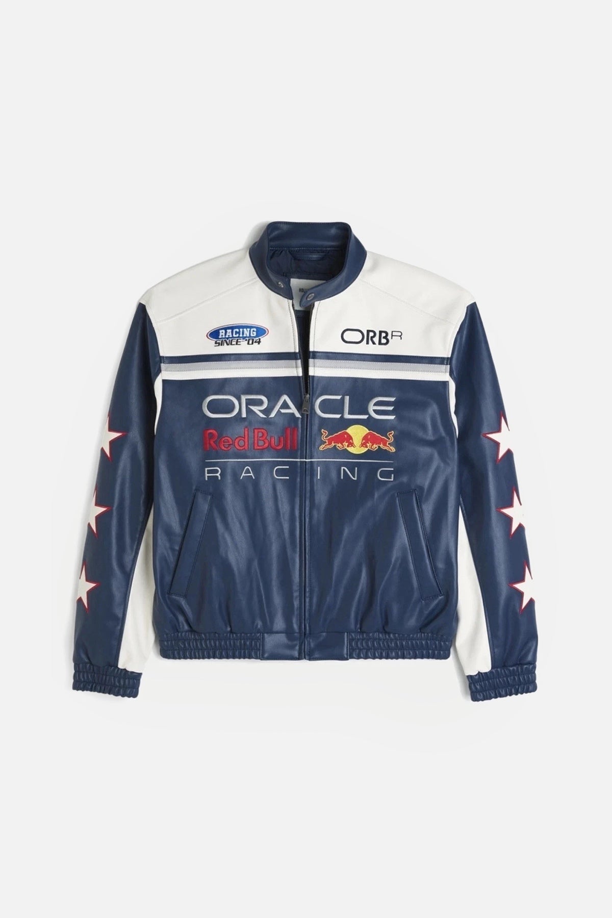 Oracle Red Bull Vintage Leather Jacket – Navy Blue & White