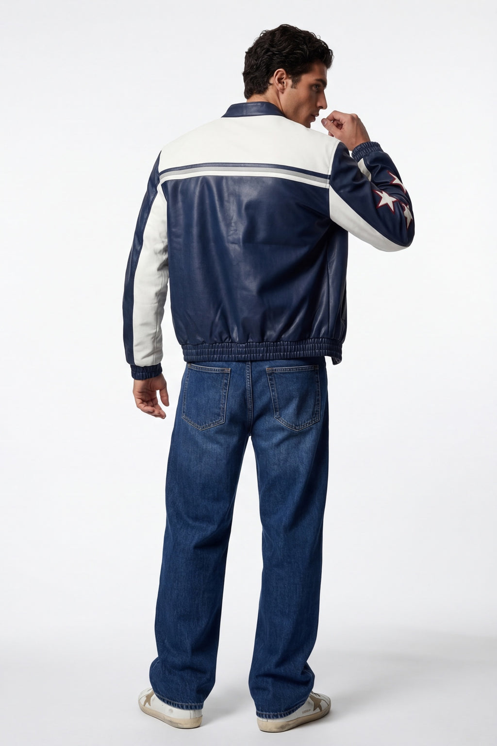 Oracle Red Bull Vintage Leather Jacket – Navy Blue & White