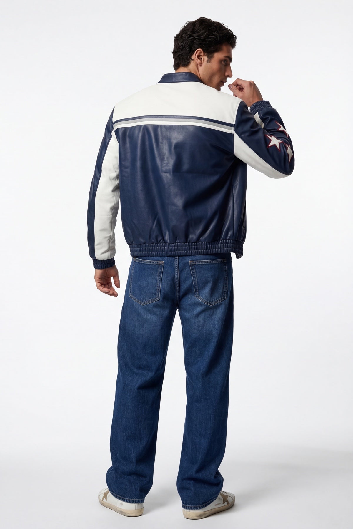 Oracle Red Bull Vintage Leather Jacket – Navy Blue & White