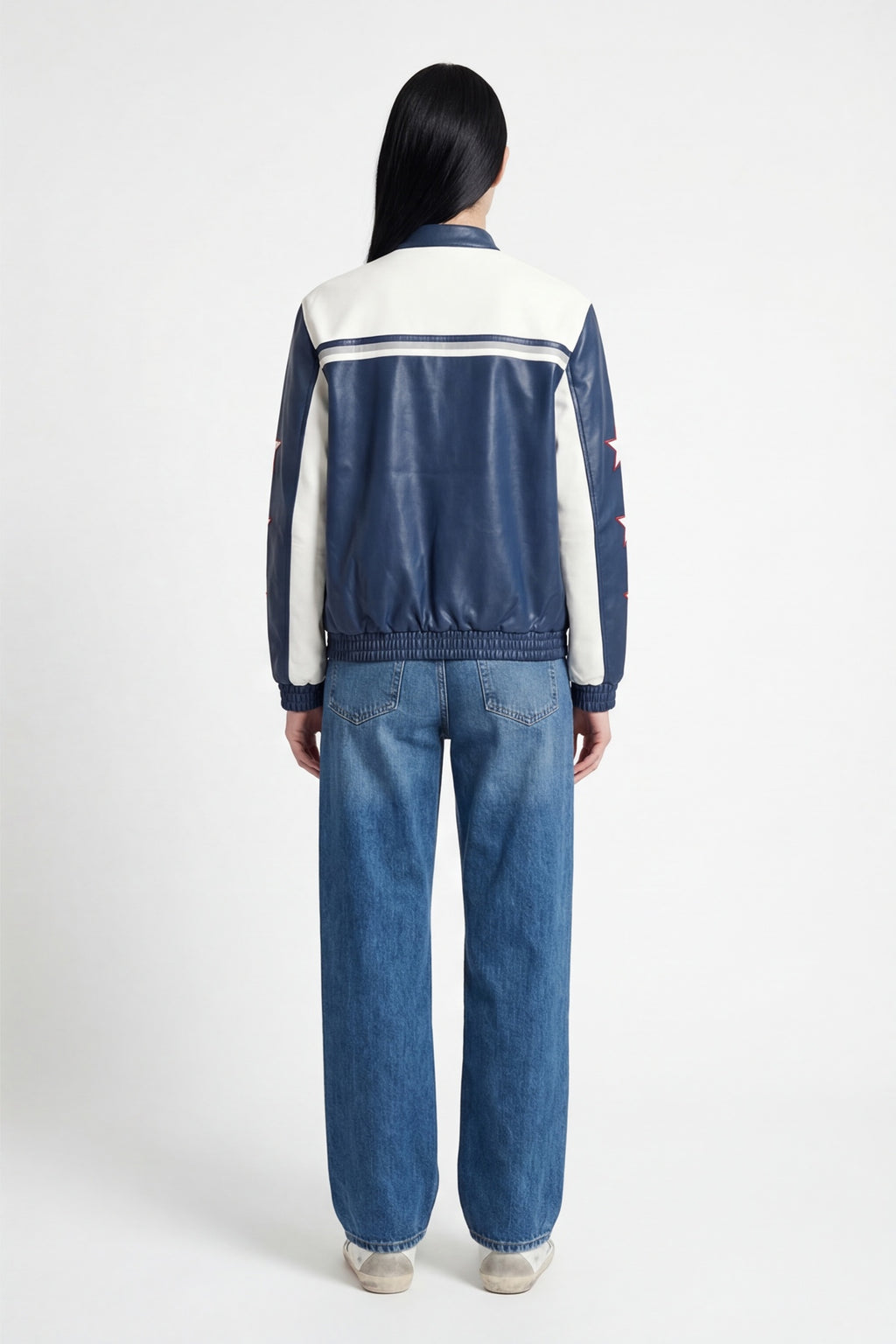 Oracle Red Bull Vintage Leather Jacket – Navy Blue & White