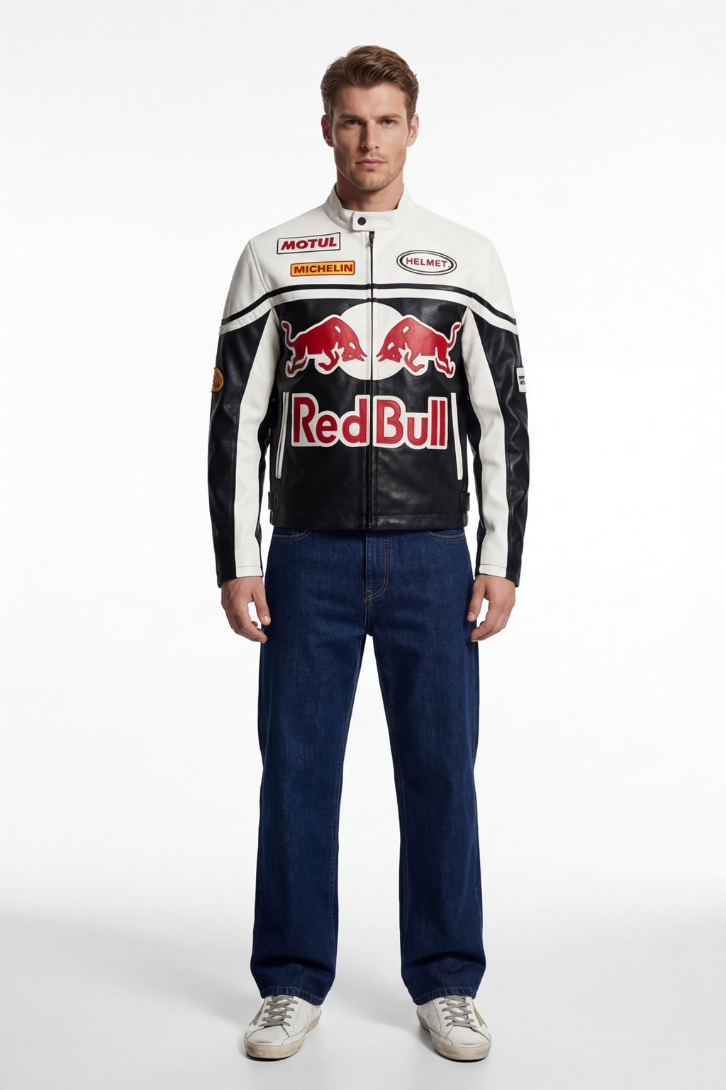 Red Bull Vintage Leather Jacket – Black & White