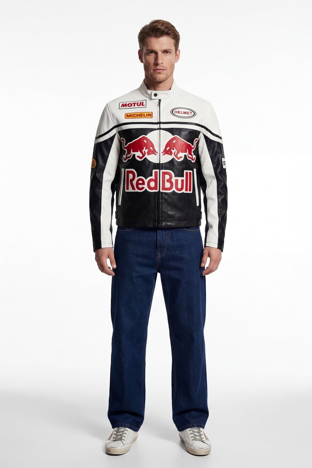 Red Bull Vintage Leather Jacket – Black & White