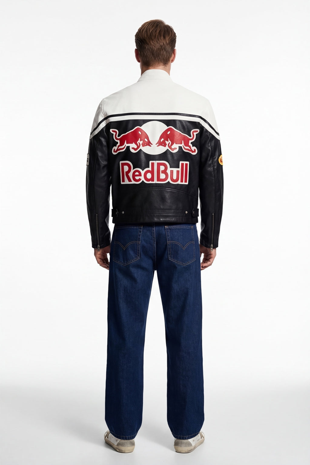 Red Bull Vintage Leather Jacket – Black & White