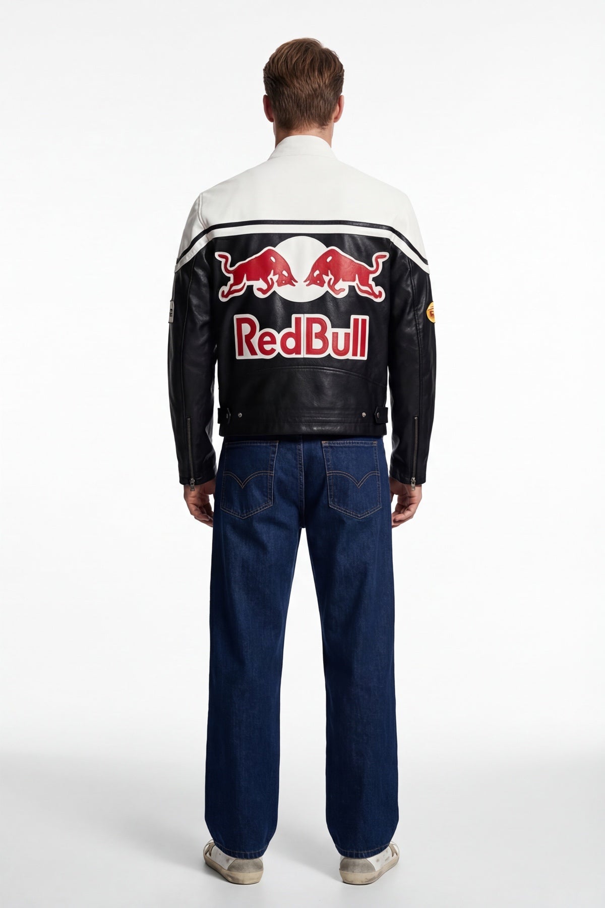 Red Bull Vintage Leather Jacket – Black & White