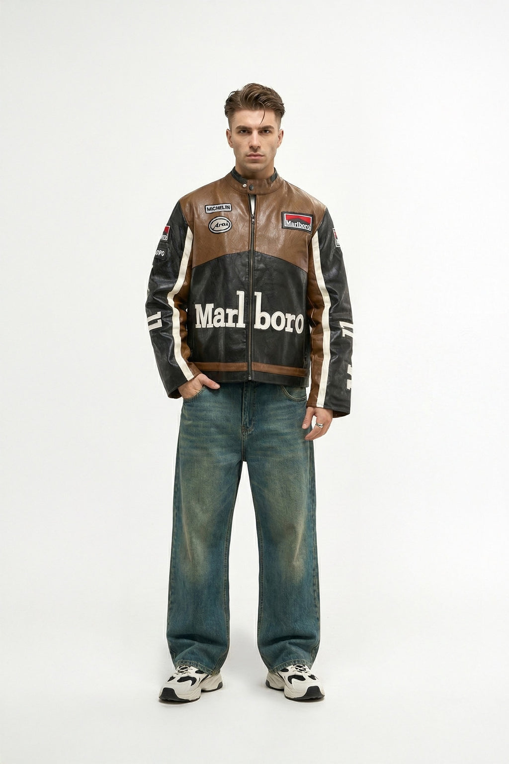 Marlboro Vintage Leather Jacket – Brown & Black