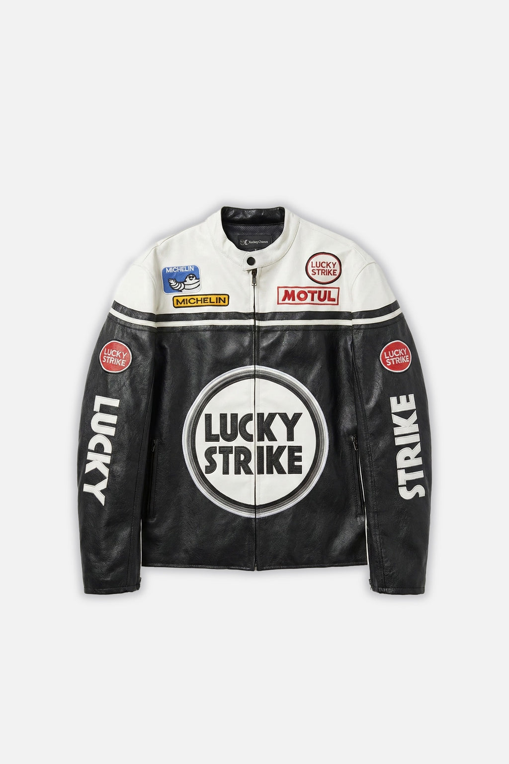 Lucky Strike Vintage Leather Jacket – Black & White