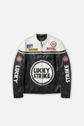Lucky Strike Vintage Leather Jacket – Black & White
