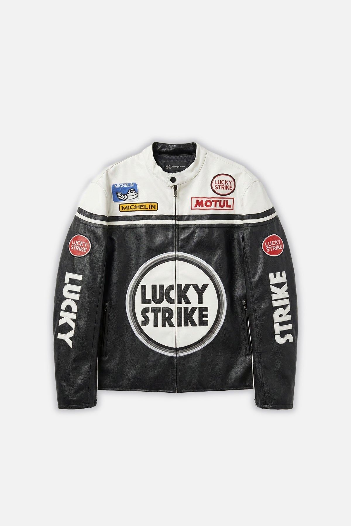 Lucky Strike Vintage Leather Jacket – Black & White