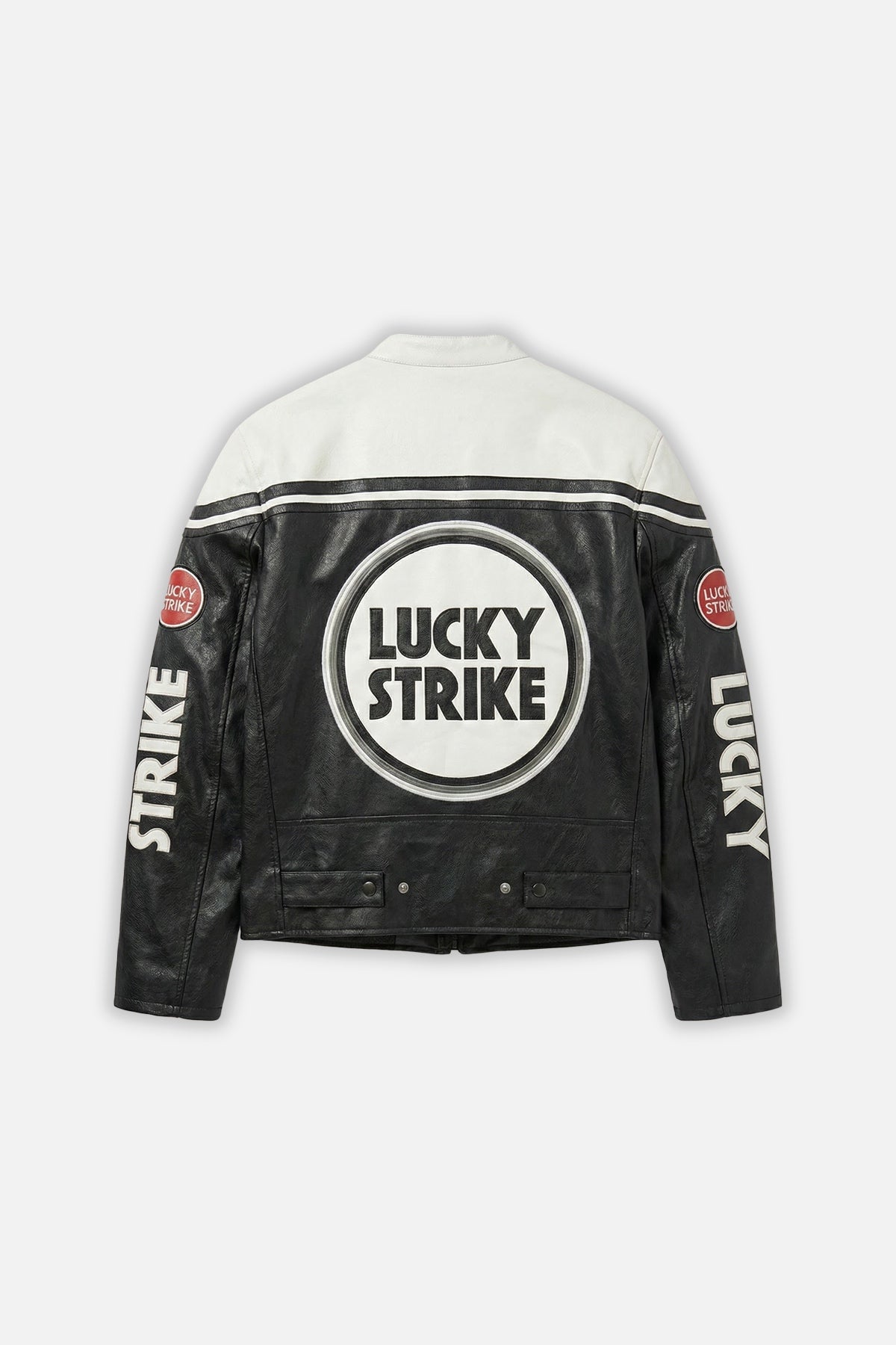 Lucky Strike Vintage Leather Jacket – Black & White