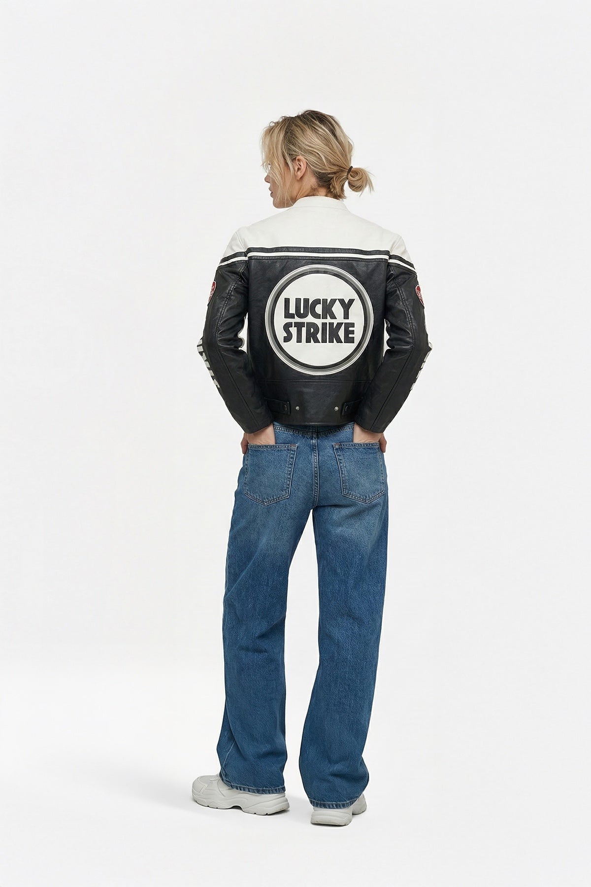 Lucky Strike Vintage Leather Jacket – Black & White