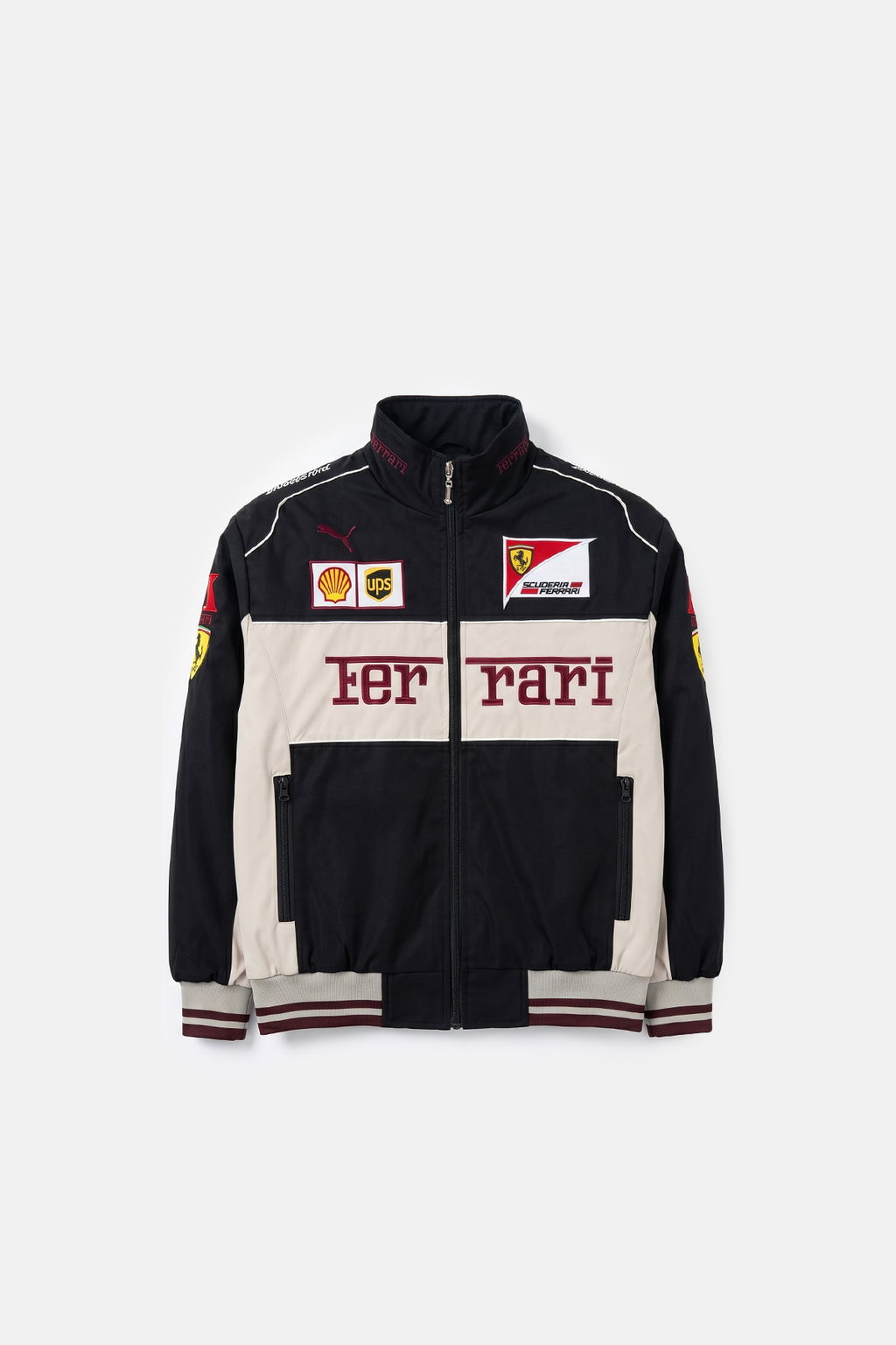 Scuderia Ferrari Vintage Jacket – Black & Cream Yellow Shield