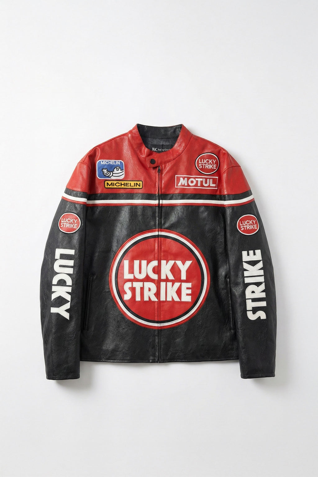 Lucky Strike Vintage Leather Jacket – Black & Red