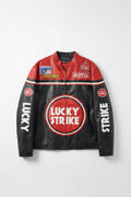 Lucky Strike Vintage Leather Jacket – Black & Red