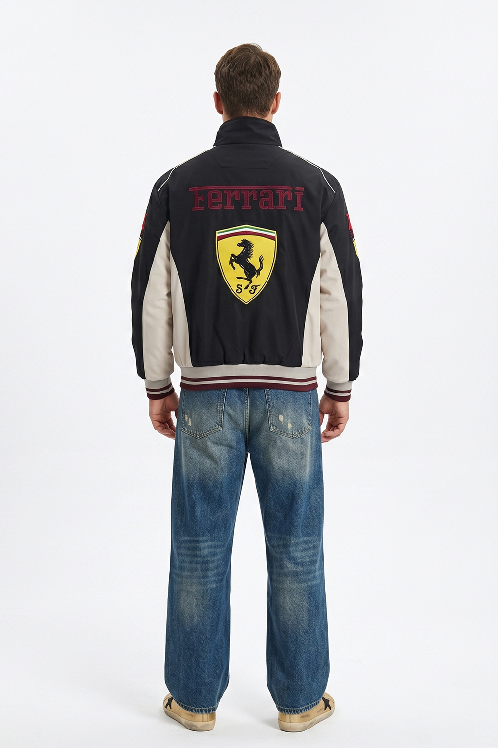 Scuderia Ferrari Vintage Jacket – Black & Cream Yellow Shield