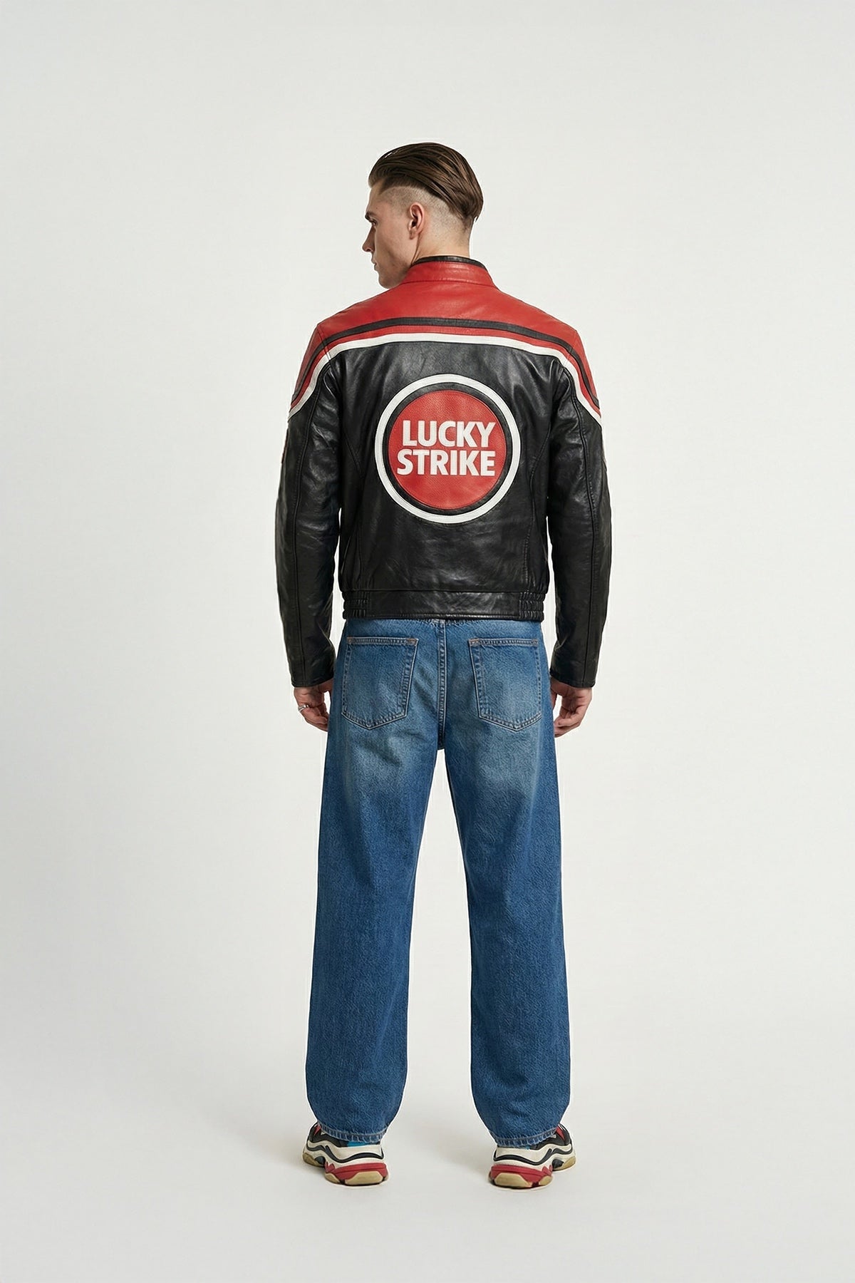 Lucky Strike Vintage Leather Jacket – Black & Red