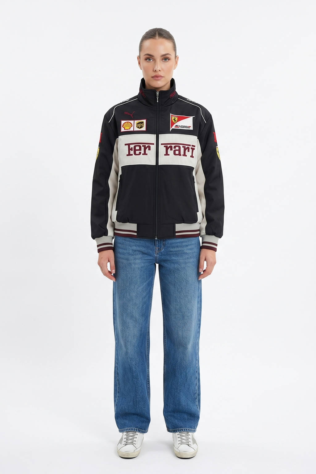 Scuderia Ferrari Vintage Jacket – Black & Cream Yellow Shield