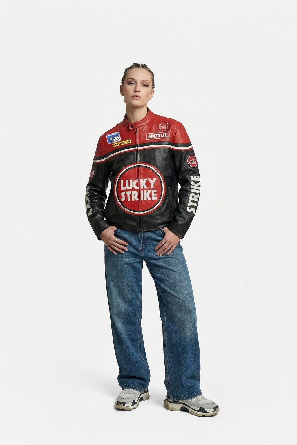 Lucky Strike Vintage Leather Jacket – Black & Red