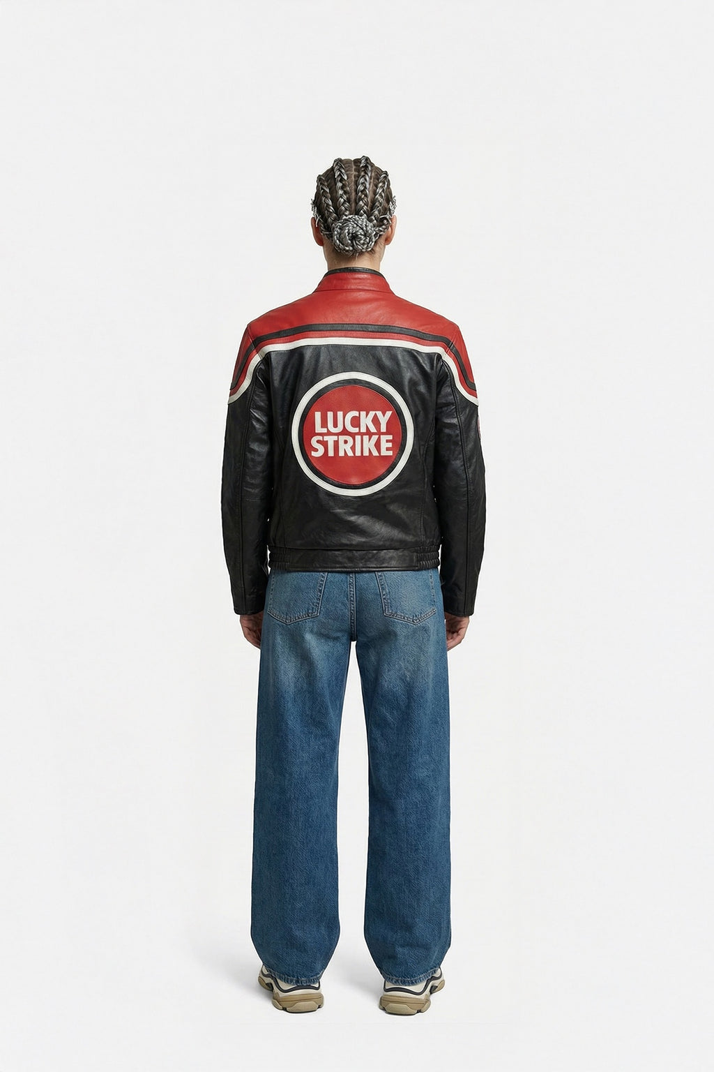 Lucky Strike Vintage Leather Jacket – Black & Red