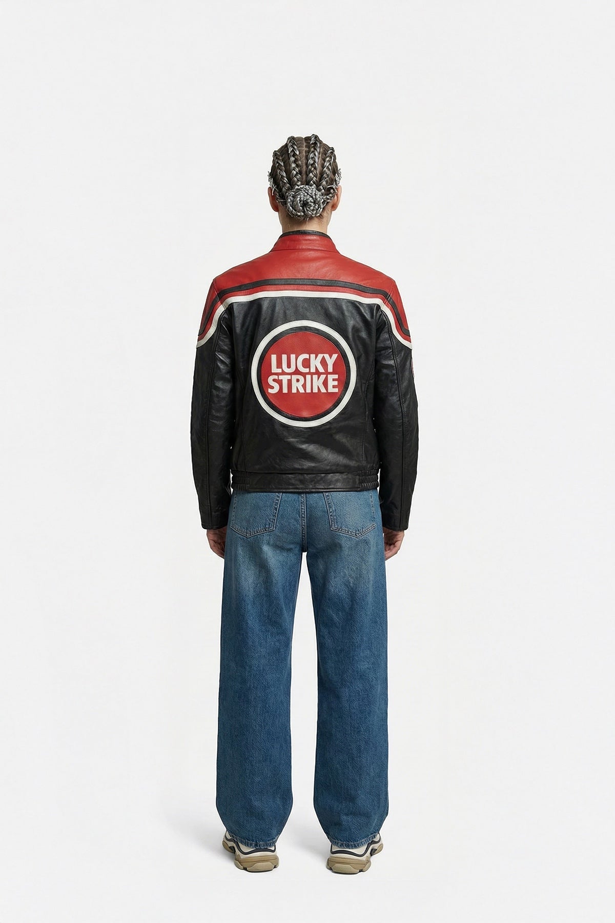 Lucky Strike Vintage Leather Jacket – Black & Red