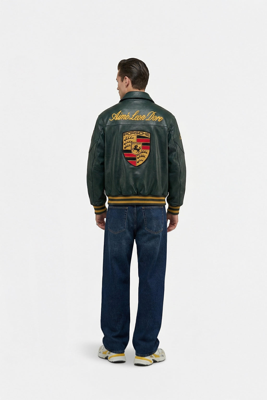 Porsche Vintage Leather Jacket – Forest Green