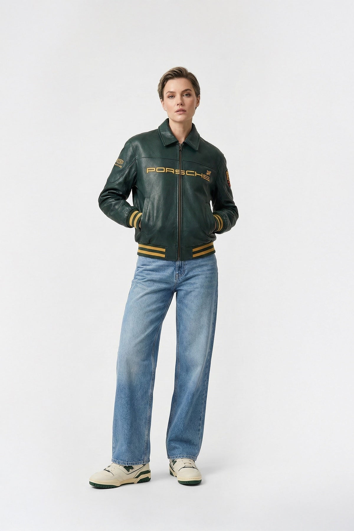Porsche Vintage Leather Jacket – Forest Green