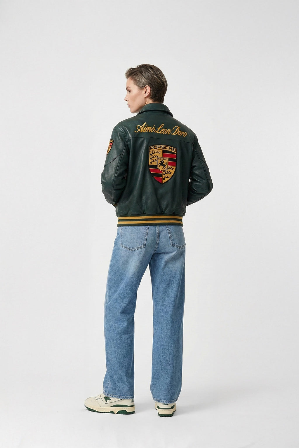 Porsche Vintage Leather Jacket – Forest Green